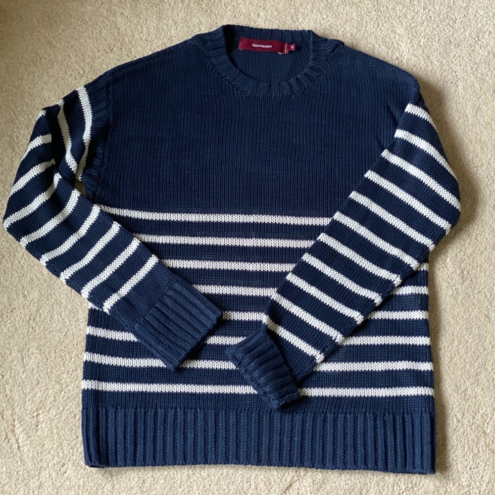 Sies Marjan linen striped pullover sweater NEW